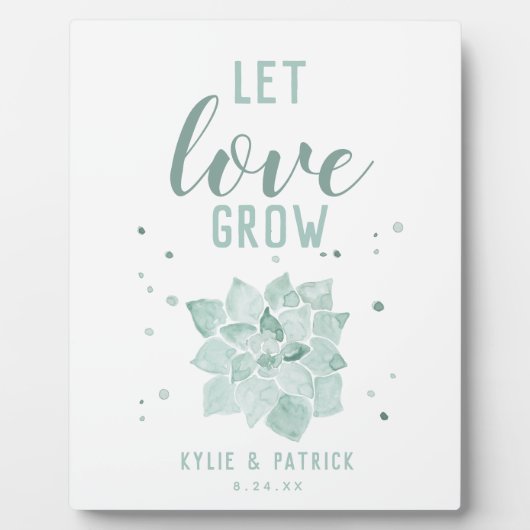 Waterverf Succulents Wedding Let Love Grow Sign Fotoplaat (Voorkant)
