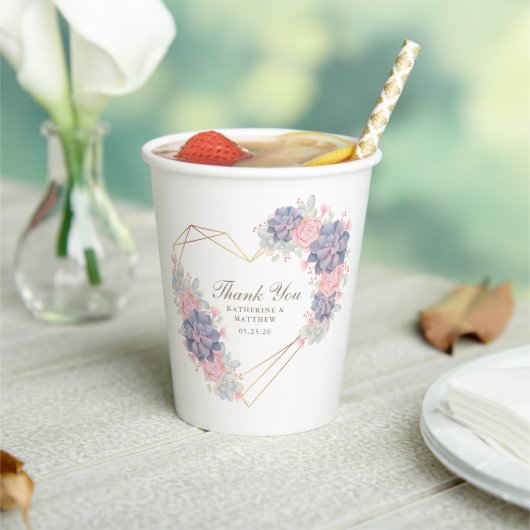 Waterverf Succulents Wedding Papieren Bekers (Insitu)