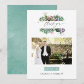 Waterverf Succulents Wedding Photo Bedankkaart (Voorkant / Achterkant)