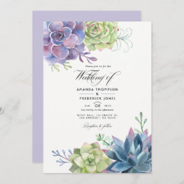 Waterverf Succulents Wedding Photo Kaart