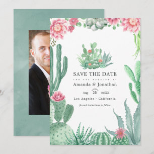 Waterverf Succulents Wedding Photo Save The Date
