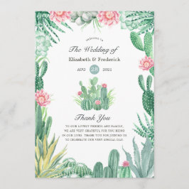 Waterverf Succulents Wedding Programmakaart