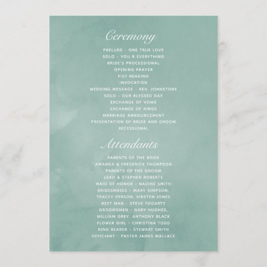 Waterverf Succulents Wedding Programmakaart (Achterkant)