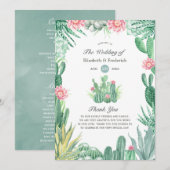 Waterverf Succulents Wedding Programmakaart (Voorkant / Achterkant)
