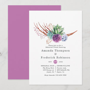 Waterverf Succulents Wedding Rehearsal Dinner Kaart