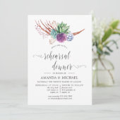 Waterverf Succulents Wedding Rehearsal Dinner Kaart (Staand voorkant)