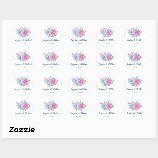 Waterverf Succulents Wedding Ronde Sticker (Vel)