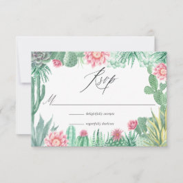 Waterverf Succulents Wedding RSVP Kaartje