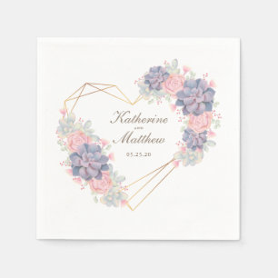 Waterverf Succulents Wedding Servet