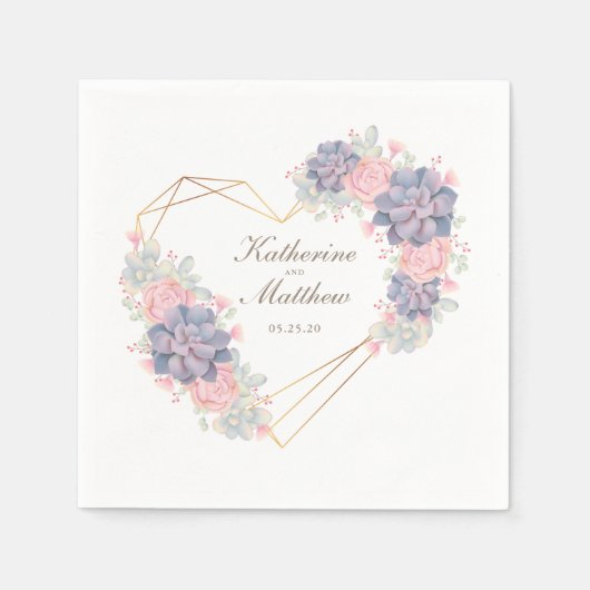 Waterverf Succulents Wedding Servet (Voorkant)