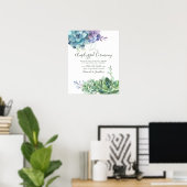 Waterverf Succulents Wedding Unplugged Ceremony Poster (Thuiskantoor)