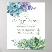 Waterverf Succulents Wedding Unplugged Ceremony Poster (Voorkant)
