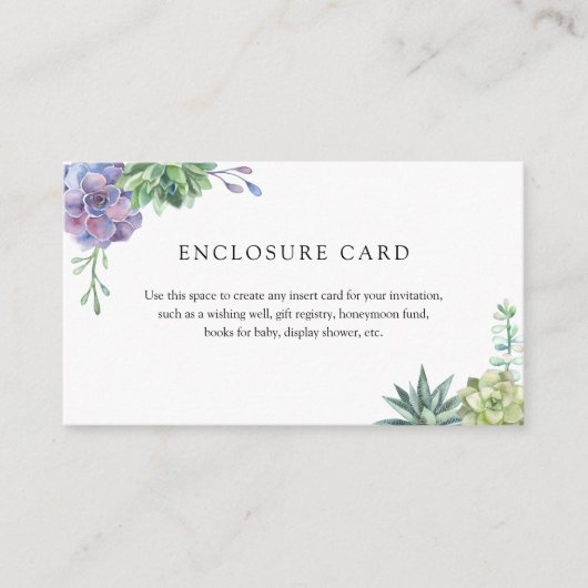 Waterverf Succulosekaart Informatiekaartje (Voorkant)