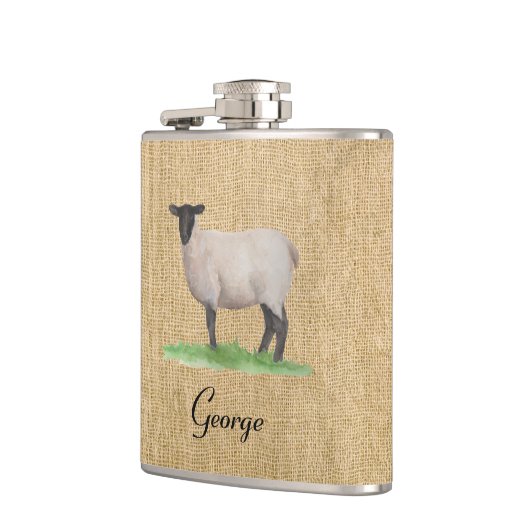 Waterverf Suffolk Sheep Heupfles (Links)