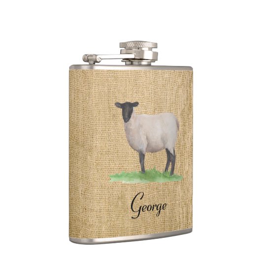 Waterverf Suffolk Sheep Heupfles (Rechts)