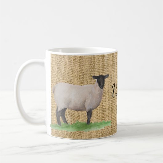 Waterverf Suffolk Sheep Koffiemok (Links)