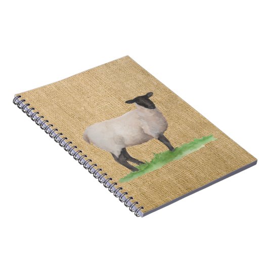 Waterverf Suffolk Sheep Notitieboek (Rechterzijde)