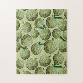 Waterverf suikerappel | Groen Legpuzzel
