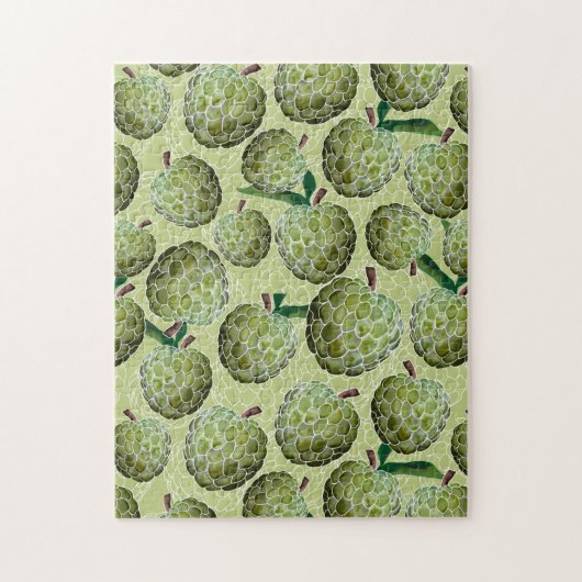 Waterverf suikerappel | Groen Legpuzzel (Verticaal)