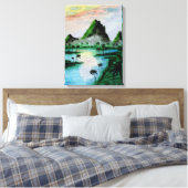 Waterverf Sumatra Mountains Canvas Afdruk (Insitu (Slaapkamer))