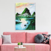 Waterverf Sumatra Mountains Canvas Afdruk (Insitu (Woonkamer))