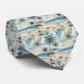 Waterverf Summer Beach Island Tropisch paradijs Stropdas (Opgerold)