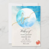 Waterverf Summer Beach Weddenfoto Kaart (Voorkant)