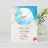 Waterverf Summer Beach Weddenfoto Kaart (Staand voorkant)