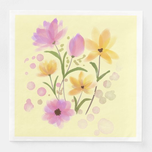 Waterverf Summer Bouquet Servet (Voorkant)