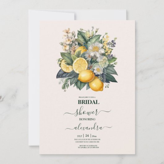  Waterverf Summer Citrus Wedding Kaart (Voorkant)