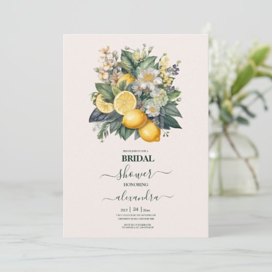  Waterverf Summer Citrus Wedding Kaart (Staand voorkant)