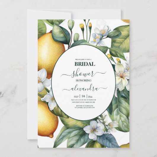  Waterverf Summer Citrus Wedding Kaart (Voorkant)