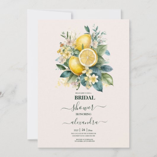  Waterverf Summer Citrus Wedding Kaart (Voorkant)