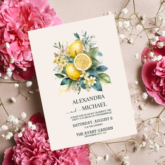  Waterverf Summer Citrus Wedding Kaart