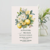  Waterverf Summer Citrus Wedding Kaart (Staand voorkant)