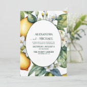  Waterverf Summer Citrus Wedding Kaart (Staand voorkant)