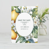 Waterverf Summer Citrus Wedding Save The Date (Staand voorkant)
