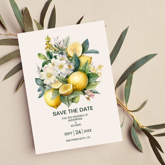 Waterverf Summer Citrus Wedding Save The Date