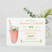 Waterverf Summer Cocktail Party Kaart (Staand voorkant)