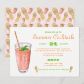 Waterverf Summer Cocktail Party Kaart (Voorkant / Achterkant)