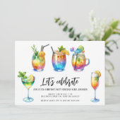 Waterverf Summer Cocktails Birthday Party Kaart (Staand voorkant)