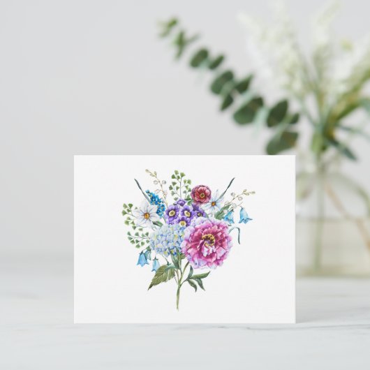 Waterverf Summer Flowers Briefkaart (Staand voorkant)