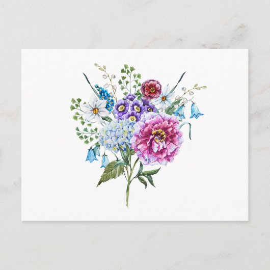 Waterverf Summer Flowers Briefkaart (Voorkant)