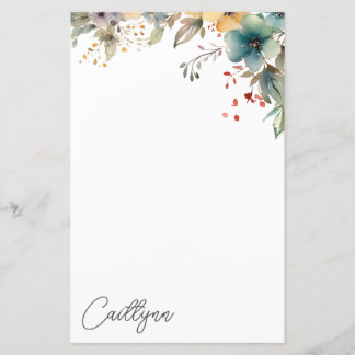 Waterverf Summer Flowers Personalized Stationery