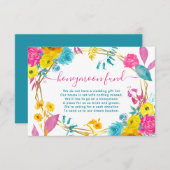 Waterverf Summer Flowers Wedding Honeymoon Fund Informatiekaartje (Voorkant / Achterkant)