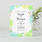 Waterverf Summer Flowers Wedding Kaart (Staand voorkant)