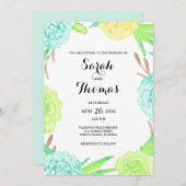 Waterverf Summer Flowers Wedding Kaart (Voorkant / Achterkant)