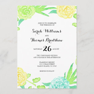 Waterverf Summer Flowers Wedding Kaart