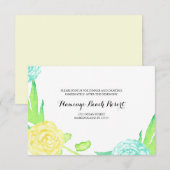 Waterverf Summer Flowers Wedding Reception Kaart (Voorkant / Achterkant)