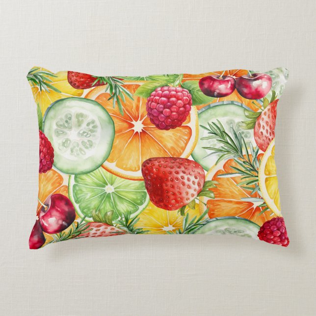 Waterverf Summer Fruit Decor Accent Kussen (Voorkant)